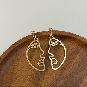 4/$15 Gold Face Cut-out Filigree Drop Earrings